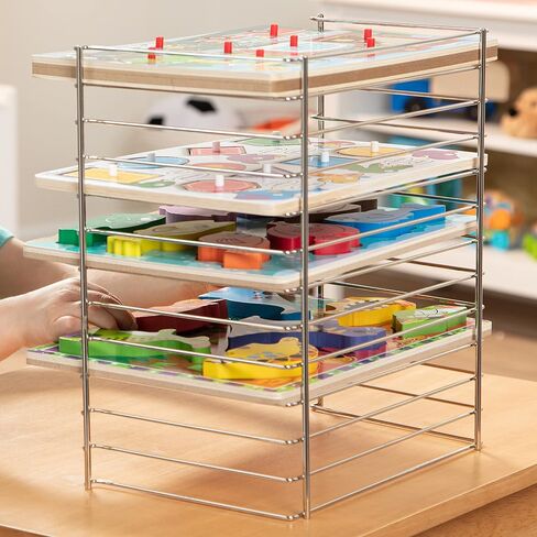 Melissa & Doug Multi-Fit Metal Wire Puzzle Rack 12 Inches Wide And 0.75 Inches Deep - Puzzle Holder Rack Storage Organizer For Kids,Silver in Saudi Arabia