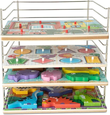 Melissa & Doug Multi-Fit Metal Wire Puzzle Rack 12 Inches Wide And 0.75 Inches Deep - Puzzle Holder Rack Storage Organizer For Kids,Silver in Saudi Arabia