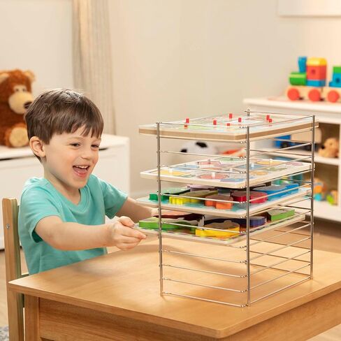 Melissa & Doug Multi-Fit Metal Wire Puzzle Rack 12 Inches Wide And 0.75 Inches Deep - Puzzle Holder Rack Storage Organizer For Kids,Silver in Saudi Arabia