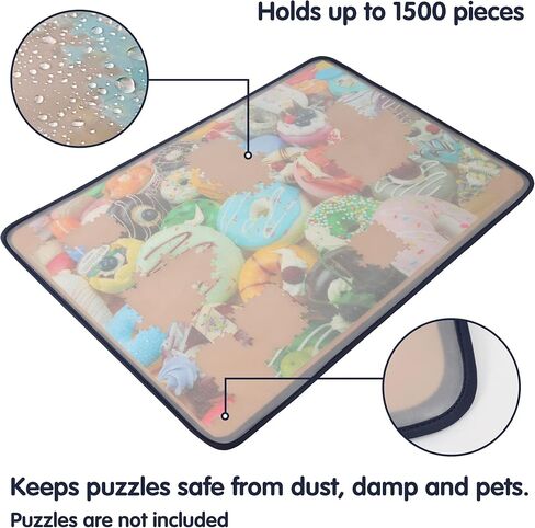 Tektalk Jigsaw Puzzle Board Portable Puzzle Mat for Puzzle Storage Puzzle Saver, Non-Slip Surface (Gray, Up to 1500 Pieces) in Kuwait