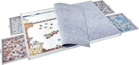 1500 Piece Non-Wooden Jigsaw Puzzle Board with 4 Drawers, Portable Puzzle Table for Adults, Work Surface 35×26 Inch, 4.7 KG Lightweight Design in Kuwait