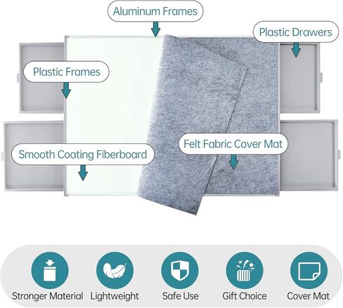 1500 Piece Non-Wooden Jigsaw Puzzle Board with 4 Drawers, Portable Puzzle Table for Adults, Work Surface 35×26 Inch, 4.7 KG Lightweight Design in Kuwait