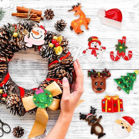 WILLBOND 50 Pieces Christmas Resin Flatback Embellishments for Crafts Flat Back Buttons Christmas Resin Charms Button for DIY Crafts Making Scrapbooking Decoration in Saudi Arabia