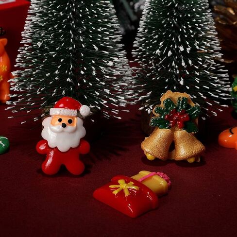 WILLBOND 50 Pieces Christmas Resin Flatback Embellishments for Crafts Flat Back Buttons Christmas Resin Charms Button for DIY Crafts Making Scrapbooking Decoration in Saudi Arabia
