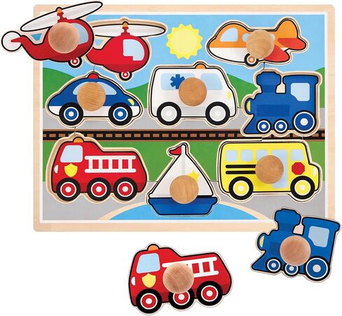 Melissa & Doug Vehicles Jumbo Knob Wooden Puzzle (8 pcs) in Saudi Arabia