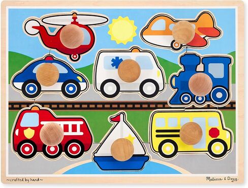 Melissa & Doug Vehicles Jumbo Knob Wooden Puzzle (8 pcs) in Saudi Arabia