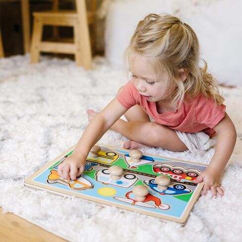 Melissa & Doug Vehicles Jumbo Knob Wooden Puzzle (8 pcs) in Saudi Arabia