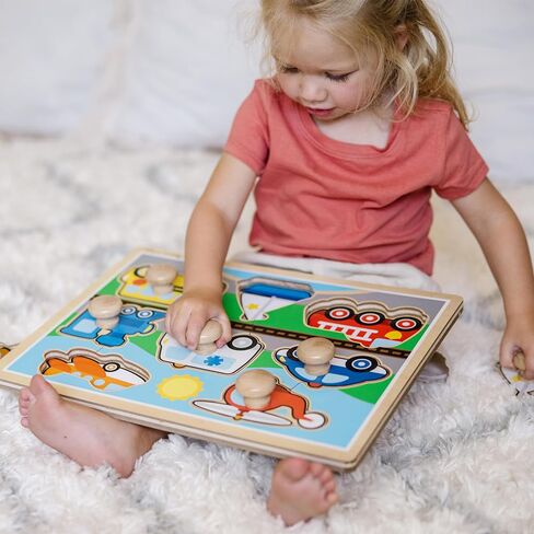 Melissa & Doug Vehicles Jumbo Knob Wooden Puzzle (8 pcs) in Saudi Arabia