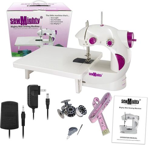 Sew Mighty Mini Sewing Machine for Kids, Beginners, Travel & More- Portable, Battery Powered, use for Traveling, Quick Repairs, Small Projects & Children– Dual-Speed, AC & DC power, Foot Pedal & More in Kuwait
