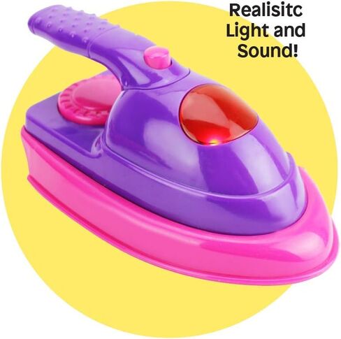 Boley Pretend Play Laundry Playset - Pink and Purple Laundry Toys with Ironing Board, Toy Iron, Spray Bottle, Hangers and Toy Storage Basket for Kids and Toddlers in Kuwait