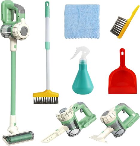 مجموعة تنظيف يوكول للأطفال، 6 قطع مكنسة للأطفال الصغار ومجموعة تنظيف مع مكنسة كهربائية للأطفال تعمل حقًا، زجاجة رذاذ، فرشاة وأكثر من ذلك - مجموعة ألعاب تنظيف المنزل التظاهري للأعمار من 3 سنوات فما فوق (أخضر) in Kuwait