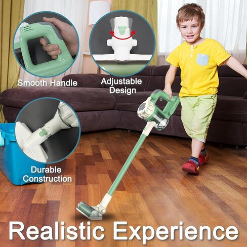 مجموعة تنظيف يوكول للأطفال، 6 قطع مكنسة للأطفال الصغار ومجموعة تنظيف مع مكنسة كهربائية للأطفال تعمل حقًا، زجاجة رذاذ، فرشاة وأكثر من ذلك - مجموعة ألعاب تنظيف المنزل التظاهري للأعمار من 3 سنوات فما فوق (أخضر) in Kuwait