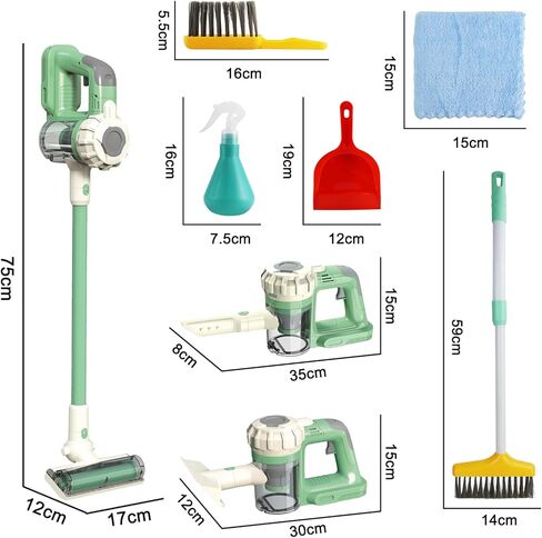 مجموعة تنظيف يوكول للأطفال، 6 قطع مكنسة للأطفال الصغار ومجموعة تنظيف مع مكنسة كهربائية للأطفال تعمل حقًا، زجاجة رذاذ، فرشاة وأكثر من ذلك - مجموعة ألعاب تنظيف المنزل التظاهري للأعمار من 3 سنوات فما فوق (أخضر) in Kuwait