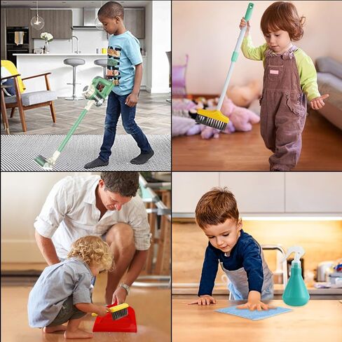 مجموعة تنظيف يوكول للأطفال، 6 قطع مكنسة للأطفال الصغار ومجموعة تنظيف مع مكنسة كهربائية للأطفال تعمل حقًا، زجاجة رذاذ، فرشاة وأكثر من ذلك - مجموعة ألعاب تنظيف المنزل التظاهري للأعمار من 3 سنوات فما فوق (أخضر) in Kuwait