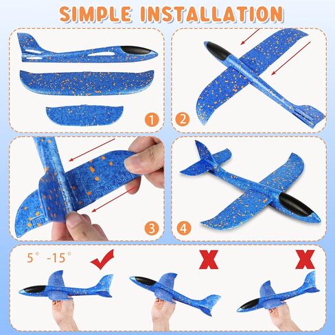 VCOSTORE 2 Pack Foam Airplanes for Kids, 13.3'' Hand Throw Glider Planes in Kuwait
