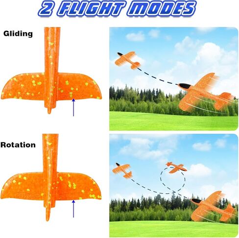 TOY Life Airplane Launcher Toy Foam Airplane Glider for Kids, 2 Pack Airplane Gun Launcher Plane Launcher Toy 2 Flight Mode Catapult Shooting Games for Kids Digital Shooting Targets for Boys in Kuwait