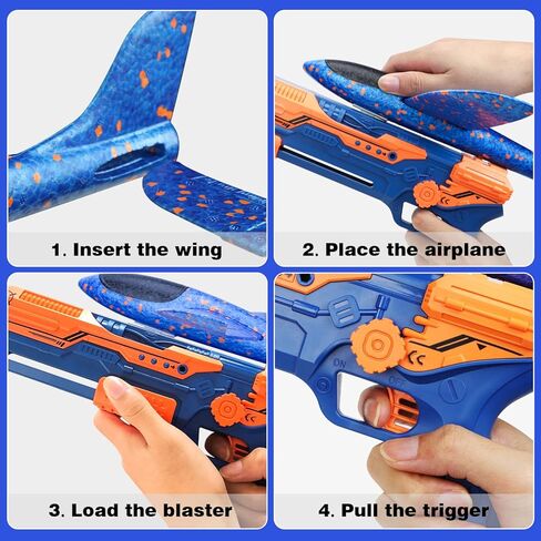 TOY Life Airplane Launcher Toy Foam Airplane Glider for Kids, 2 Pack Airplane Gun Launcher Plane Launcher Toy 2 Flight Mode Catapult Shooting Games for Kids Digital Shooting Targets for Boys in Kuwait