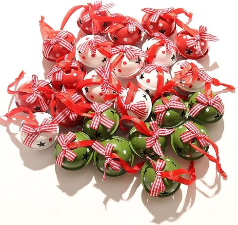 Christmas Jingle Bells 12 Pcs Craft Bells with Snowflake for Tree Wreath Ornaments Holiday DIY Decorations (White&red) in Saudi Arabia