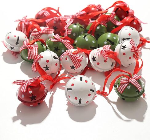Christmas Jingle Bells 12 Pcs Craft Bells with Snowflake for Tree Wreath Ornaments Holiday DIY Decorations (White&red) in Saudi Arabia