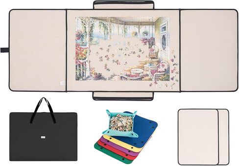 1500 Piece Puzzle Board, Portable Puzzle Board, Puzzle Mat with 1 Handle Bag, 2 Sorting Trays and 6 Colorful Trays, Puzzle Mat for Jigsaw Puzzles, Puzzle Boards for Adults, Non-Slip Surface in Saudi Arabia