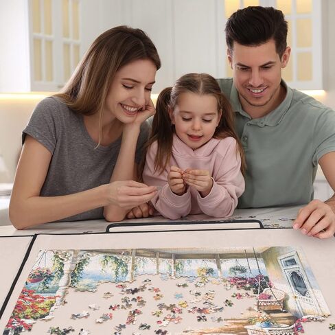 1500 Piece Puzzle Board, Portable Puzzle Board, Puzzle Mat with 1 Handle Bag, 2 Sorting Trays and 6 Colorful Trays, Puzzle Mat for Jigsaw Puzzles, Puzzle Boards for Adults, Non-Slip Surface in Saudi Arabia