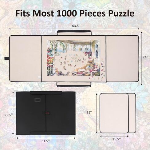 1500 Piece Puzzle Board, Portable Puzzle Board, Puzzle Mat with 1 Handle Bag, 2 Sorting Trays and 6 Colorful Trays, Puzzle Mat for Jigsaw Puzzles, Puzzle Boards for Adults, Non-Slip Surface in Saudi Arabia