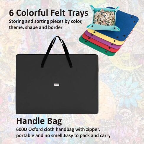 1500 Piece Puzzle Board, Portable Puzzle Board, Puzzle Mat with 1 Handle Bag, 2 Sorting Trays and 6 Colorful Trays, Puzzle Mat for Jigsaw Puzzles, Puzzle Boards for Adults, Non-Slip Surface in Saudi Arabia