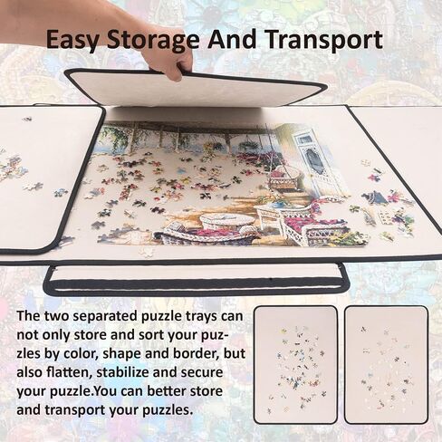 1500 Piece Puzzle Board, Portable Puzzle Board, Puzzle Mat with 1 Handle Bag, 2 Sorting Trays and 6 Colorful Trays, Puzzle Mat for Jigsaw Puzzles, Puzzle Boards for Adults, Non-Slip Surface in Saudi Arabia