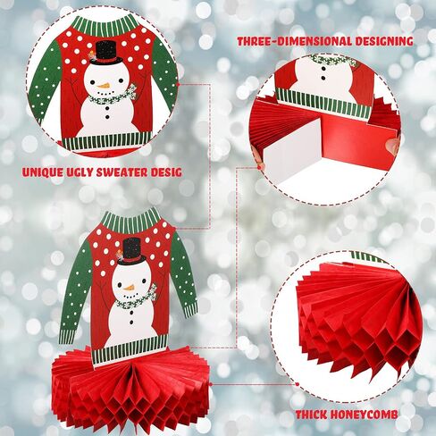 Zomiboo Ugly Sweater Party Decorations Christmas Honeycomb Centerpieces for Christmas Sweater Party 3D Table Topper Decorations Ugly Cutouts Merry Christmas Winter Holidays Supplies, 6 Styles in Saudi Arabia