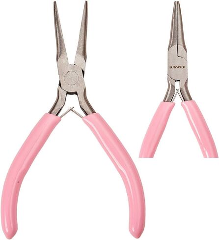 SUNNYCLUE 5 Inch Long Chain Nose Pliers with Flat Jaws Mini Precision Pliers for DIY Jewelry Making Hobby Projects Pink Thin Needle Nose Pliers DIY Craft Tools Bending Wire Plier Tool Supplies in Kuwait