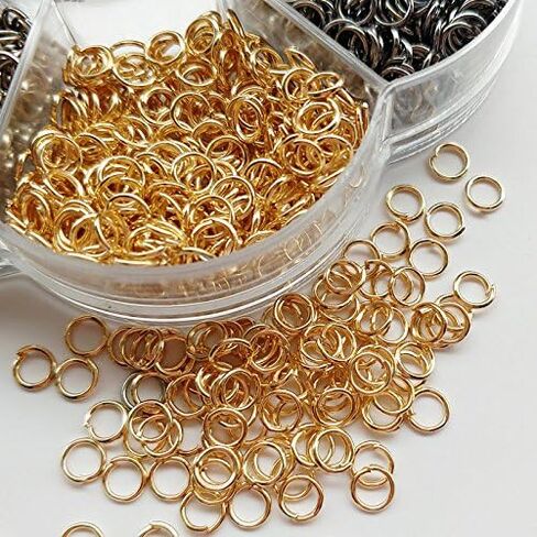 Chenkou Craft 1 صندوق 6 ألوان 3000 قطعة 5 مم حلقة قفز صغيرة مفتوحة وخاتم سلسلة مفاتيح مجوهرات مصنوعة من قطعة واحدة حلقة قفز أداة فتح/إغلاق وقطعة واحدة صندوق شفاف (5 مم) in Kuwait