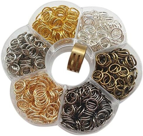 Chenkou Craft 1 صندوق 6 ألوان 3000 قطعة 5 مم حلقة قفز صغيرة مفتوحة وخاتم سلسلة مفاتيح مجوهرات مصنوعة من قطعة واحدة حلقة قفز أداة فتح/إغلاق وقطعة واحدة صندوق شفاف (5 مم) in Kuwait