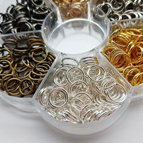 Chenkou Craft 1 صندوق 6 ألوان 3000 قطعة 5 مم حلقة قفز صغيرة مفتوحة وخاتم سلسلة مفاتيح مجوهرات مصنوعة من قطعة واحدة حلقة قفز أداة فتح/إغلاق وقطعة واحدة صندوق شفاف (5 مم) in Kuwait