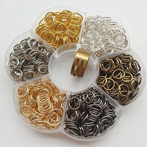Chenkou Craft 1 صندوق 6 ألوان 3000 قطعة 5 مم حلقة قفز صغيرة مفتوحة وخاتم سلسلة مفاتيح مجوهرات مصنوعة من قطعة واحدة حلقة قفز أداة فتح/إغلاق وقطعة واحدة صندوق شفاف (5 مم) in Kuwait