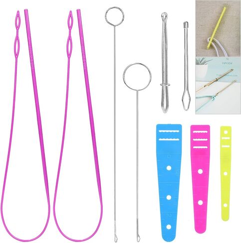 9 قطع من ادوات الخيط للخيوط من تيويول، مجموعات بديلة سهلة الخيط برباط سحب مرن، خطاف تقليب حلقي، خيط سلك مرن مسطح، ملاقط معدنية in Kuwait