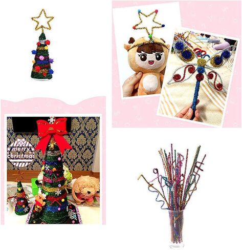 300 قطعة لامعة الأنابيب كلينرز تينسل سيقان الشانيل، 10 ألوان معدنية للأنابيب منظف للحرف اليدوية، الفنون، الزفاف، المنزل، الحفلات، تزيين العطلات 6 مم × 12 بوصة in Kuwait