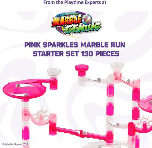 Marble Genius Marble Run Starter Set STEM Toy for Kids Ages 4-12 - 130 Complete Pieces (80 Translucent Marbulous Pieces and 50 Glass Marbles), Construction Building Block Toys, Theme (Dinosaur) in Kuwait