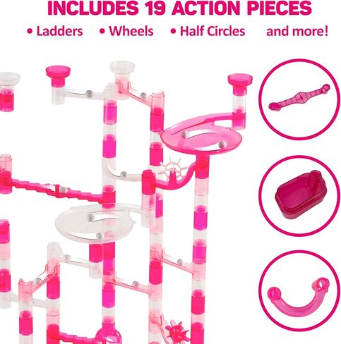 Marble Genius Marble Run Starter Set STEM Toy for Kids Ages 4-12 - 130 Complete Pieces (80 Translucent Marbulous Pieces and 50 Glass Marbles), Construction Building Block Toys, Theme (Dinosaur) in Kuwait