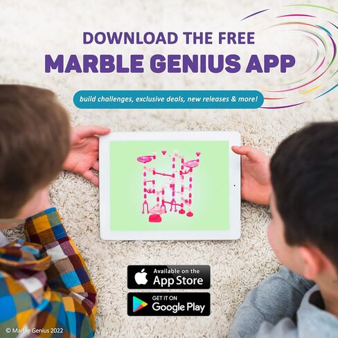 Marble Genius Marble Run Starter Set STEM Toy for Kids Ages 4-12 - 130 Complete Pieces (80 Translucent Marbulous Pieces and 50 Glass Marbles), Construction Building Block Toys, Theme (Dinosaur) in Kuwait