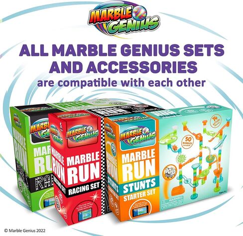 Marble Genius Marble Run Starter Set STEM Toy for Kids Ages 4-12 - 130 Complete Pieces (80 Translucent Marbulous Pieces and 50 Glass Marbles), Construction Building Block Toys, Theme (Dinosaur) in Kuwait