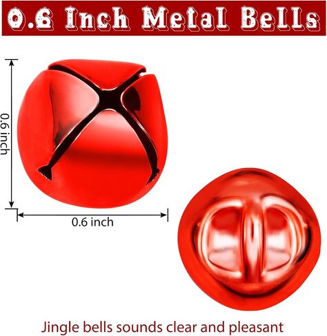 Jingle Bells for Crafts, 120 Pcs Large Jingle Bells Bulk, 0.6 Inch Christmas Craft Bells for DIY Festival Home Wreath Christmas Party Decoration (red) in Kuwait