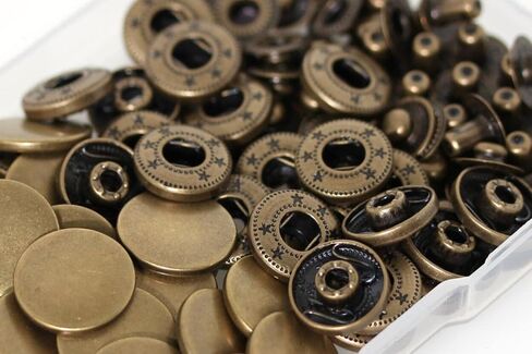24 Sets Heavy Duty Leather Snap Fasteners Kit, BetterJonny 12.5mm Metal Snap Buttons Press Studs Leather Rivets Snaps with 4 Setter Tools for Clothes Bracelet Jackets Jeans Antique Brass in Kuwait