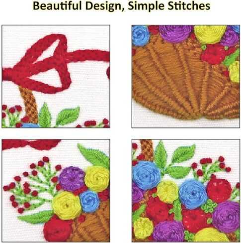 DPSKLTD 4 مجموعات من أدوات ممارسة غرز التطريز، مجموعة التطريز للمبتدئين مع الأنماط، مجموعة التطريز اليدوي للأطفال والكبار، مبتدئين التطريز، عشاق الحرف اليدوية in Kuwait