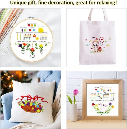 DPSKLTD 4 مجموعات من أدوات ممارسة غرز التطريز، مجموعة التطريز للمبتدئين مع الأنماط، مجموعة التطريز اليدوي للأطفال والكبار، مبتدئين التطريز، عشاق الحرف اليدوية in Kuwait