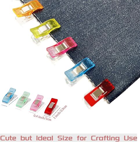 LRDCREEE Sewing Clips 100Pcs with Tin Box Multipurpose Sewing Clips Assorted Colors Fabric Quilting Clips with Tailors Chalk Fabric Markers for Fabric Quilting Sewing and Crafts Use in Kuwait