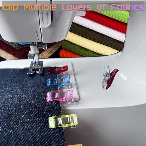 LRDCREEE Sewing Clips 100Pcs with Tin Box Multipurpose Sewing Clips Assorted Colors Fabric Quilting Clips with Tailors Chalk Fabric Markers for Fabric Quilting Sewing and Crafts Use in Kuwait