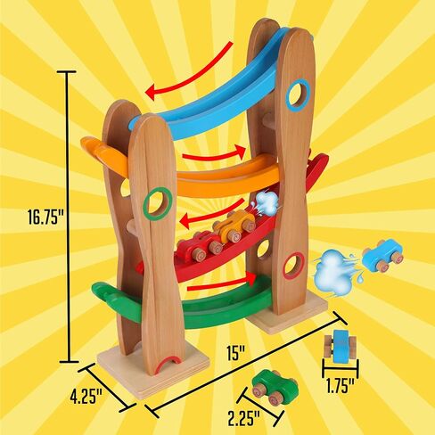 مسار سيارة سباق خشبي من مونتيسوري ماما - ألعاب أطفال للأولاد الصغار من عمر 2 إلى 3 سنوات - مسار سباق من الخشب الصلب الممتاز للأطفال الصغار من سن 3 إلى 5 سنوات - هدية مثالية لألعاب مونتيسوري في عبوة أنيقة - لا تحتاج إلى تجميع in Kuwait