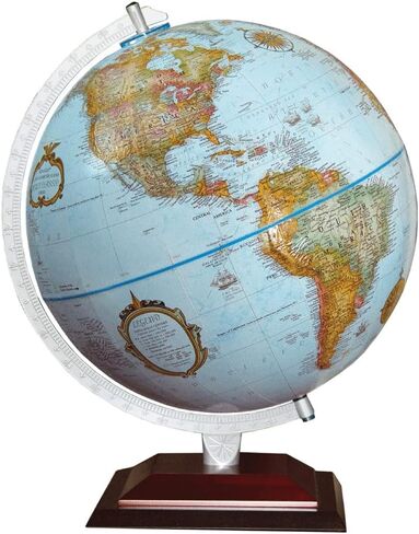 Replogle Alamo مقاس 12 بوصة لسطح المكتب World Globe، إغاثة مرتفعة، رسم خرائط حديث، صنع في الولايات المتحدة الأمريكية (أزرق) in Saudi Arabia