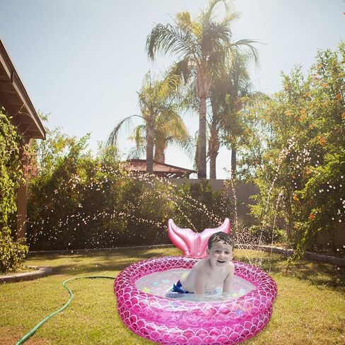 حمامات سباحة كيدي قابلة للنفخ على شكل حورية البحر، حمام سباحة مستدير في الفناء الخلفي للأطفال، حمام سباحة لطيف للتجديف داخلي وخارجي للأطفال الصغار، ألعاب مائية للسباحة على الشاطئ، ألعاب لصيد الأسماك، بركة سباحة (59 بوصة) in Kuwait