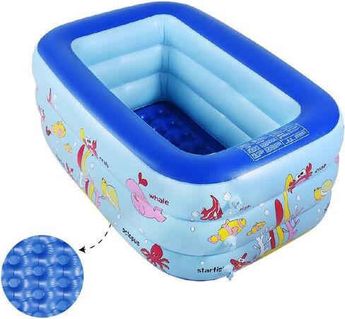 Inflatable Kiddie Pool, 51" x 33" x 21" Higher Kids Swimming Pool for Indoor or Outdoor, Ocean World Inflatable Bathtub with Inflatable Soft Floor, Ball Pit Pool in Kuwait